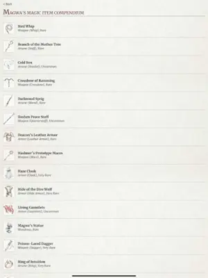 Magwa's Magic Item Compendium android App screenshot 1